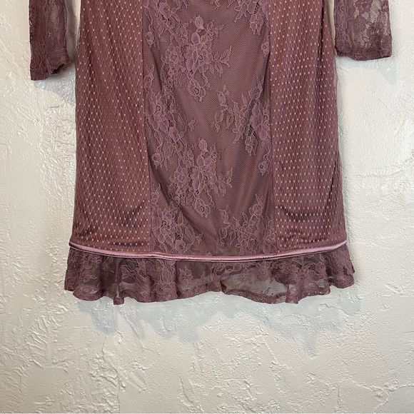 Ties to My Heart Dusty Purple Lace Off-The-Shoulder Mini Dress - Picture 5 of 11